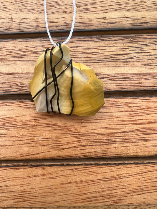 Yellow Mookite Wire-wrapped Necklace