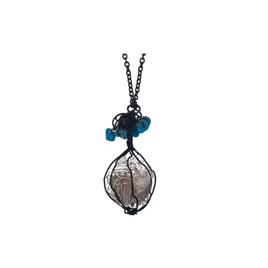 Dessert Rose and Turquoise Necklace w/ Black wire